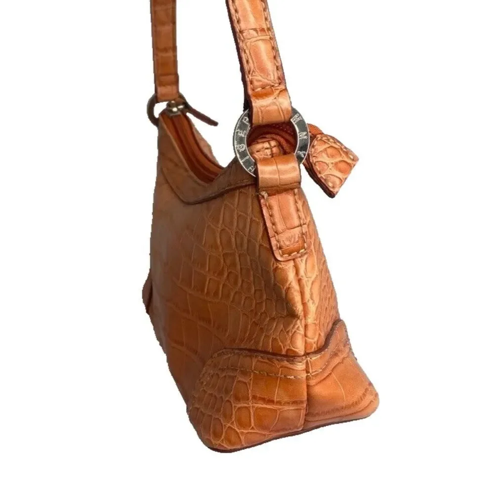 Tommy Hilfiger Faux Vegan Alligator Leather Orange Purse Bag Zipper Close Small